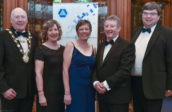 Cllr Noel Larkin, Galway City Mayor with his wife Rita, Sean Canney TD Minister for State at OPW & Flood Relief with his wife Geraldine & Paul Carey, MC CIF Galway Branch at the Construction Industry Federations Galway Branch Gala Ball in the Westwood Hotel on Friday.  Photo: Joe Travers.