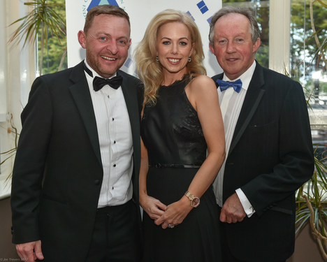 Seamus & Kathy Brady, Castle Ceilings & Partitions Ltd & Tom Parlon, CIF Director General at the Construction Industry Federations Galway Branch Gala Ball in the Westwood Hotel on Friday.  Photo: Joe Travers.