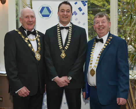 Cllr Noel Larkin, Galway City Mayor, Paul Stewart, Chairman CIF Galway Branch & An Cathaoirleach Michael Connolly at the Construction Industry Federations Galway Branch Gala Ball in the Westwood Hotel on Friday.  Photo: Joe Travers.